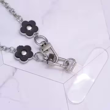 法式小花×手機斜背雙勾掛繩×黑色