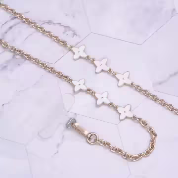 白色精品老花×手機斜背雙勾掛繩×白色