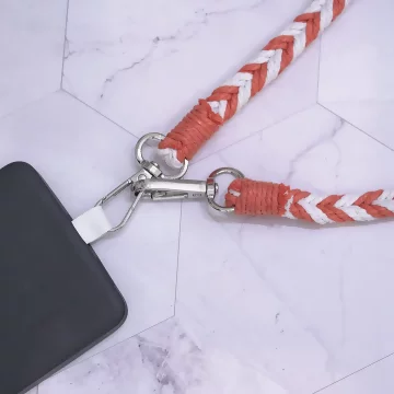 拼色麻花辮子×手機斜背雙勾掛繩×紅色.avif