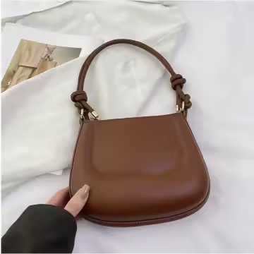 簡約硬殼馬鞍包×肩背包×棕色