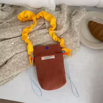 燈芯絨撞色街頭包×斜背包×棕色