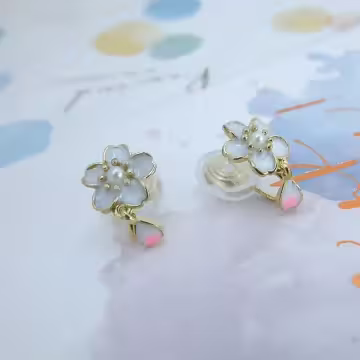 小櫻花落下×蚊香盤U型耳夾
