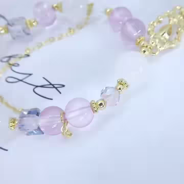 晶透粉琉璃紫寶石×固定式串珠手鍊