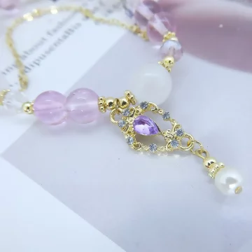 晶透粉琉璃紫寶石×固定式串珠手鍊.avif