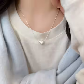 925銀飾&times;簡約磨砂愛心&times;鎖骨項鍊 