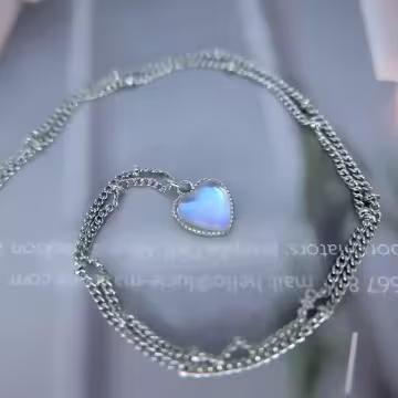 925銀飾&times;月光麻邊愛心&times;鎖骨項鍊 