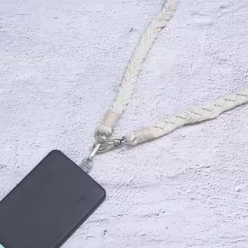 單色結辮編織×手機斜背雙勾掛繩×米色