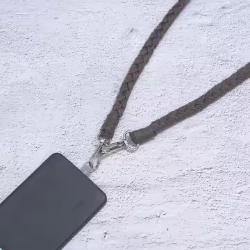 單色結辮編織×手機斜背雙勾掛繩×咖啡