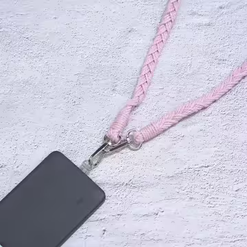 單色結辮編織×手機斜背雙勾掛繩×粉紅