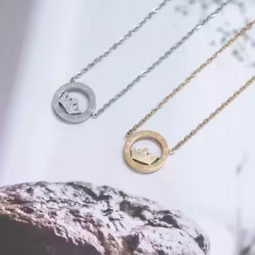 316鋼飾×皇冠之心×鎖骨項鍊×金色