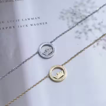 316鋼飾×皇冠之心×鎖骨項鍊×金色