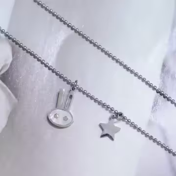 316鋼飾×小白兔星星×鎖骨項鍊×銀色