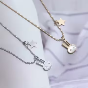 316鋼飾×小白兔星星×鎖骨項鍊×銀色