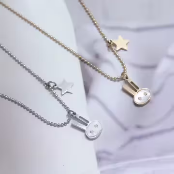 316鋼飾×小白兔星星×鎖骨項鍊×金色