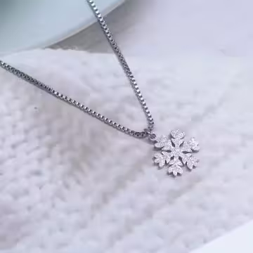 316鋼飾×雪花片×鎖骨項鍊×銀色