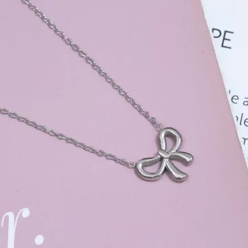 316鋼飾×蝴蝶結×鎖骨項鍊×銀色.avif