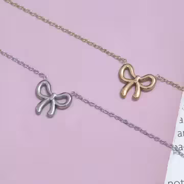 316鋼飾×蝴蝶結×鎖骨項鍊×金色