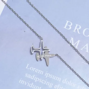 316鋼飾×小飛機×鎖骨項鍊×銀色.avif