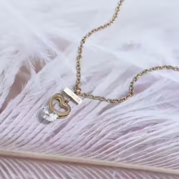 316鋼飾×心型鑽×鎖骨項鍊×金色