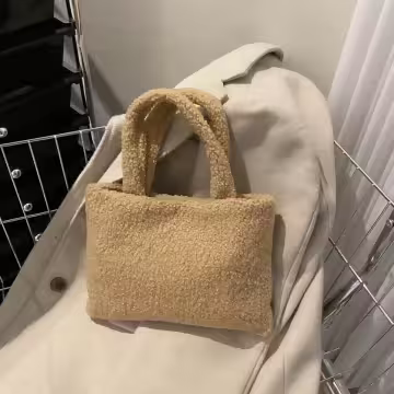 莫蘭迪絨毛小手提×手提袋×咖啡