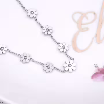 316鋼飾×小雛菊×手鍊×銀色