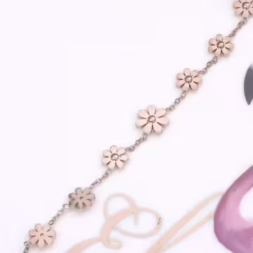 316鋼飾×小雛菊×手鍊×玫瑰金