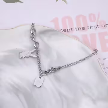 316鋼飾×兔子吊牌×手鍊×銀色