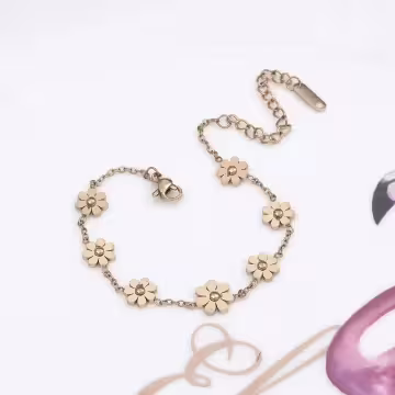 316鋼飾×小雛菊×手鍊×金色