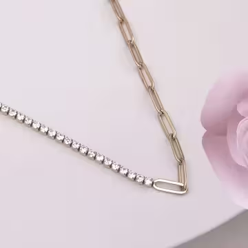 316鋼飾×晶鑽鍊條×手鍊×金色 