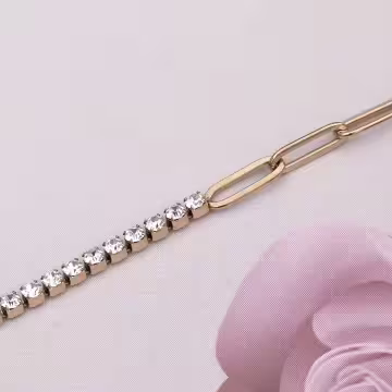 316鋼飾×晶鑽鍊條×手鍊×金色 