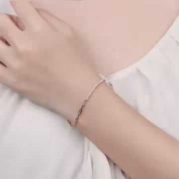 316鋼飾×晶鑽鍊條×手鍊×金色 