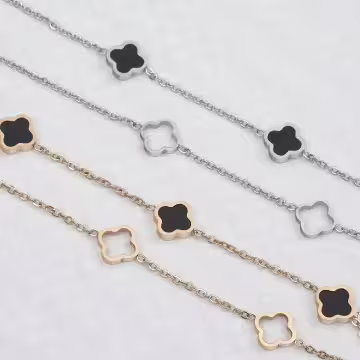 316鋼飾×雙層幸運四葉草×手鍊×銀色