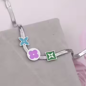 316鋼飾×老花圖騰×手鍊×銀色