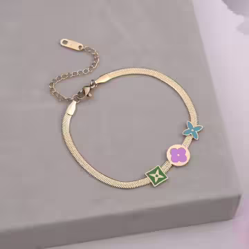 316鋼飾×老花圖騰×手鍊×金色