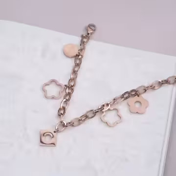 316鋼飾×小花朵 ×手鍊×玫瑰金