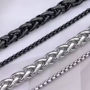 316鋼飾×龍骨雙鍊 ×中性手鍊×銀色