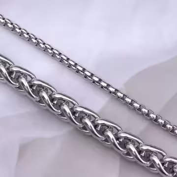 316鋼飾×龍骨雙鍊 ×中性手鍊×銀色