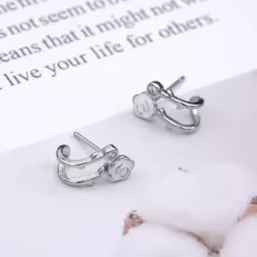 925銀針×雙層白山茶花×耳環