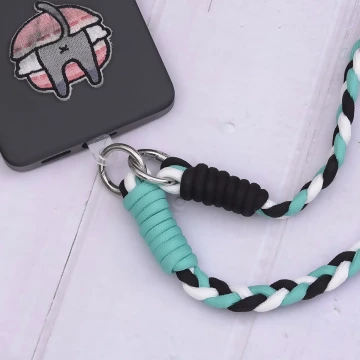 撞色麻花辮×手機斜背雙勾掛繩×粉綠.avif