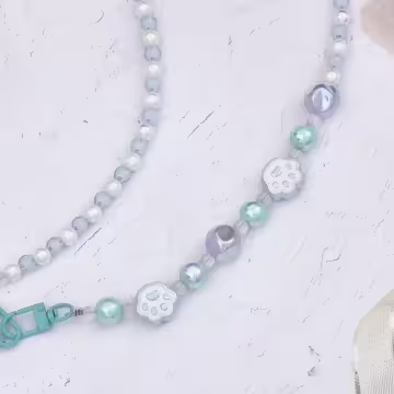 萌貓手掌糖果圓珠×手機斜背雙勾掛繩×藍色