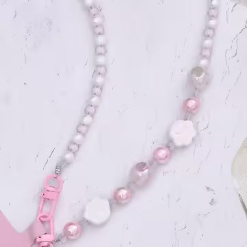 萌貓手掌糖果圓珠×手機斜背雙勾掛繩×粉紅