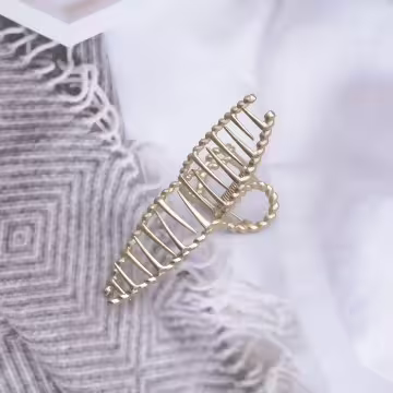 金屬波紋麻花×鯊魚夾×金色