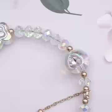 彩蝶水晶串珠×手機腕帶掛繩×透明