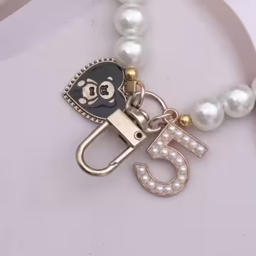 愛心小熊5號珍珠×手機腕帶掛繩