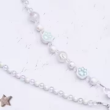 萌貓手掌糖果圓珠×手機斜背雙勾掛繩×白色