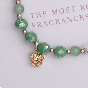 碧綠蝴蝶小花朵×手機腕帶掛繩