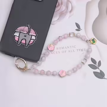 粉紅錦鯉小兔兔×手機腕帶掛繩