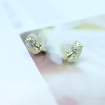 愛心貓眼石鑲花&times;耳環