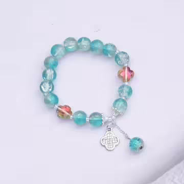 四葉草冰裂紋琉璃×固定式串珠手鍊×共二色