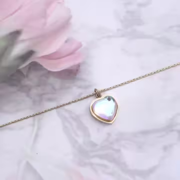 316鋼飾×月光愛心×鎖骨項鍊×金色